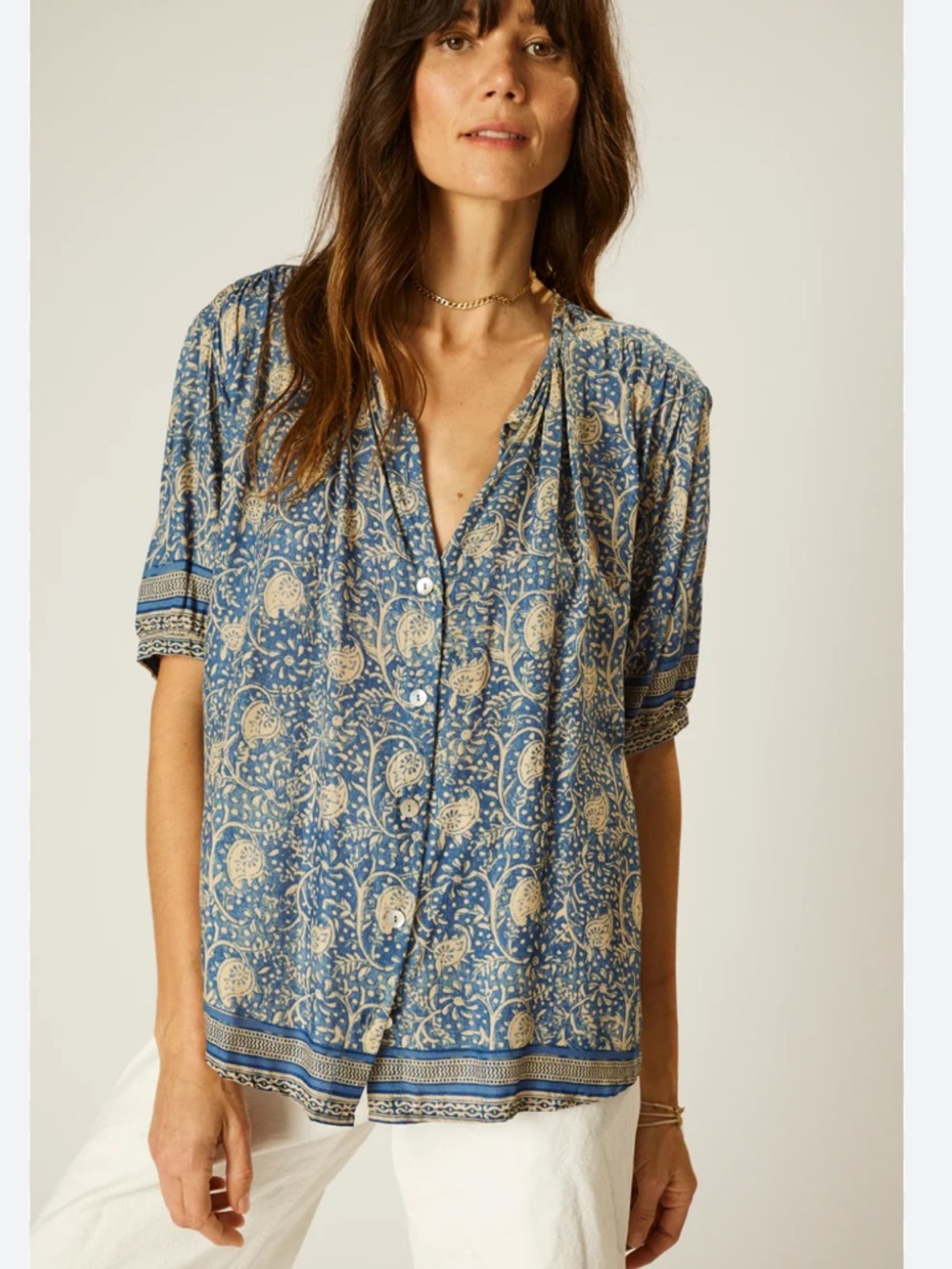 Natalie Martin Violet Shirt in Blue Waterlily size L
